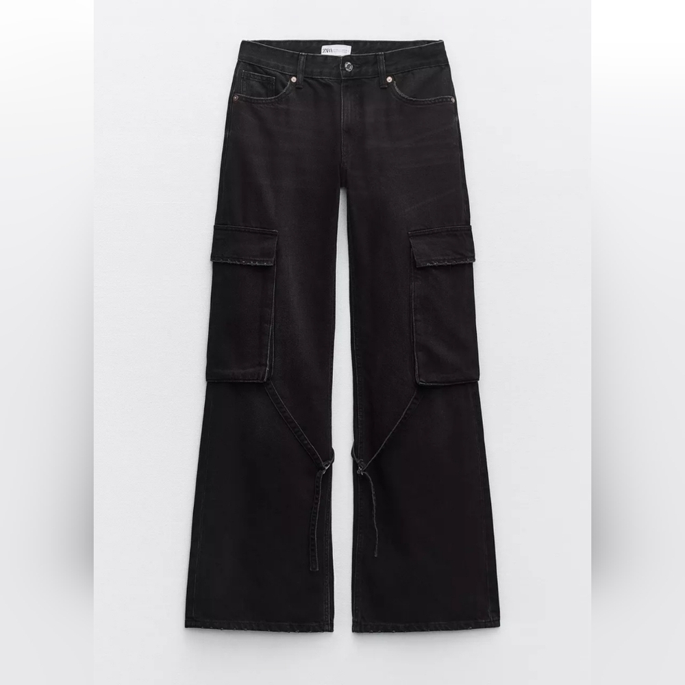 ZARA Mid‑Rise TRF Cargo Jeans – Size 8